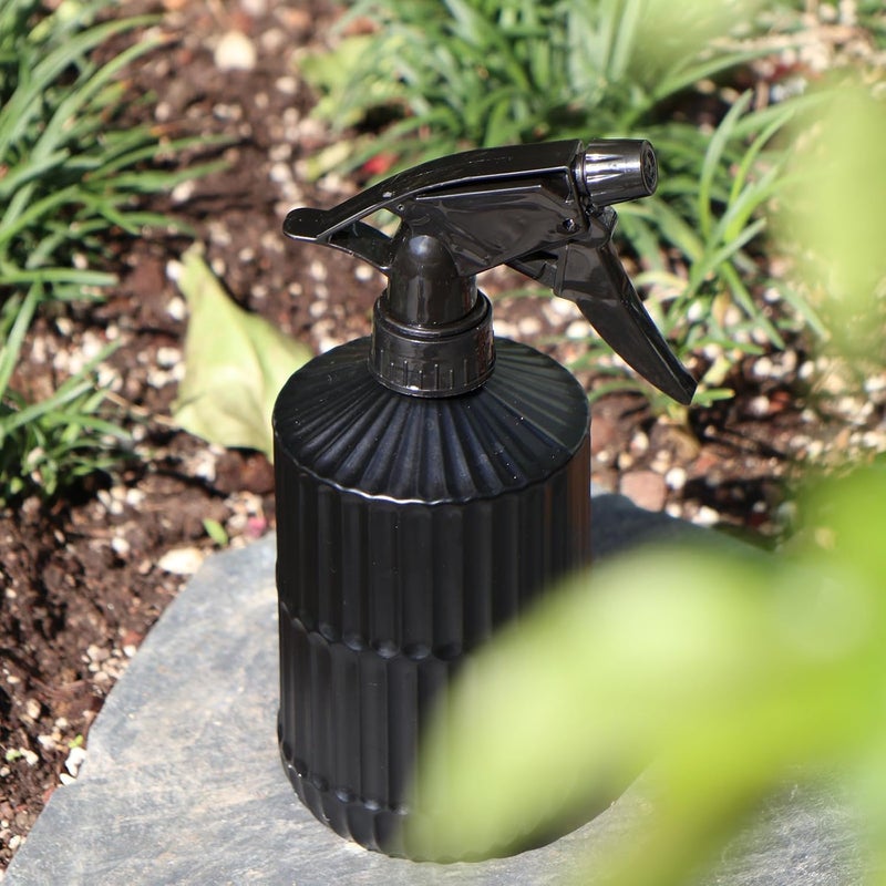 OFFIDIX Glass Spray Bottle, Pressure Watering Can, Indoor Plant Mister, Adjustable Nozzle Watering Glass 0.45L/15.22oz Spray Bottle for Garden Plants Cleaning Solutions (Black) - Image 5